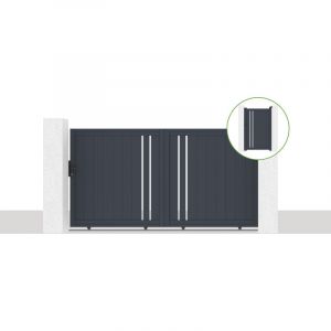Casanoov - Pack portail coulissant giona 300x160cm + Portillon giona H.160cm Gris