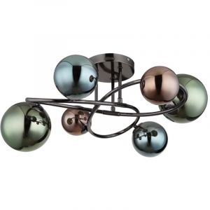 Globo Plafonnier lampe de salon lampe de salle à manger en verre, métal gris, led 6x 3,5W 290Lm blanc chaud, d 65 cm