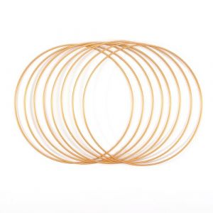 Vaessen Creative Cercle en M&eacute;tal &Oslash; 25 cm x 3 mm - Cerceau Dor&eacute; pour Attrape-R&ecirc;ve, Broderie, D&eacute;coration, Art Mural, Macram&eacute; et DIY - 8 Pi&egrave;ces