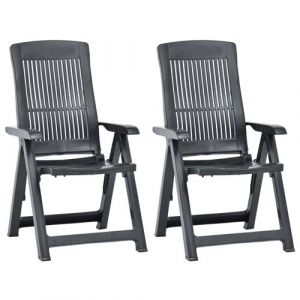 VidaXL Chaises inclinables de jardin 2 pcs Plastique Anthracite Anthracite