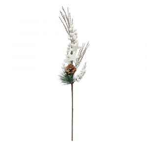 Branche décorative spéciale fêtes Nature et Blanc enneigé H 75 cm