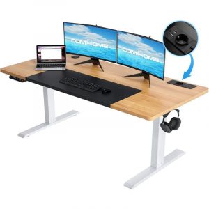 Comhoma - Bureau Assis Debout Électrique 14060cm, Table Réglable en Hauteur, Fonction Mémoire 2 Hauteurs, pour Le Bureau, la Chambre,bois