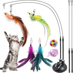 Jouet Canne À Pêche Pour Chat Kit De Jouets Pour Chat Stimulants 11 Pièces