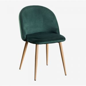 Lot 4 Chaises En Velours Kana Bois Naturel