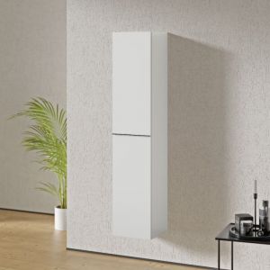 Bernstein Armoire suspendue, Colonne de salle de bain avec, Garantie 5 ans, Poignée Chrome, 35x170x35cm- Blanc mat-LAVOA