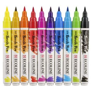 Royal Talens Feutre pinceau Ecoline Brush Pen encre Aquarelle Pochette 10 feutres - Talens