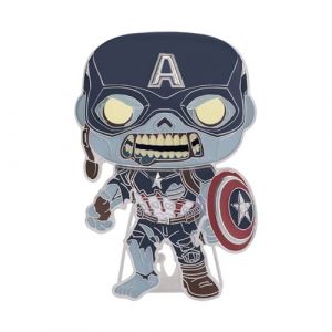 Loungefly POP! Large Enamel Pin MARVEL: Marvel - Captain America - What If - ZOMBIE CAPTAIN AMERICA - Marvel What If Pin en &Eacute;mail - Broche Fantaisie Mignonne &agrave; Collectionner et Sacs - TV Fans