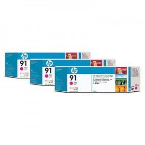 HP C9484A - Multipack de 3 cartouches d'encre n°91 magenta