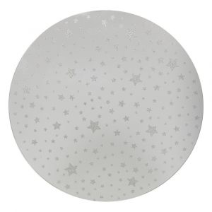 Photophore Support à bougie Plaque en verre effet miroir Étoilé Argenté D 30 cm