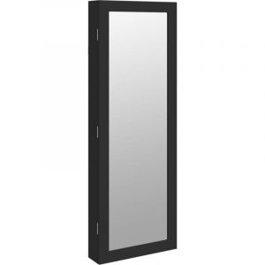 VidaXL Armoire &agrave; bijoux avec miroir et &eacute;clairage LED mural noir
