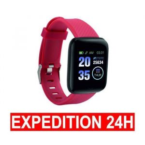 Montre connect&eacute;e - 116 Plus - Rouge - Suivi sant&eacute; - Fr&eacute;quence cardiaque - Autonomie 7 jours