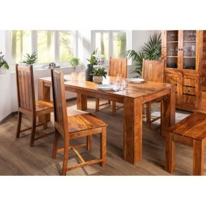 Image de Table &agrave; manger 220x100 Acacia laqu&eacute; Miel oxford 0617 - brun