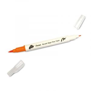 Pentel SESW30C-T136E Brush Sign Pen Twin Feutre à deux pointes flexibles Encre à base d'eau Bleu bébé