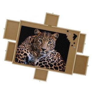 BR-2217 Plateau de puzzle pour 1500 pièces de puzzle avec 6 tiroirs - Plateau de puzzle avec système de rangement -- Tapis de puzzle en bois - Table de puzzle avec plaque de recouvrement