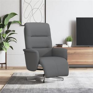 VidaXL Fauteuil inclinable avec repose-pieds gris foncé tissu
