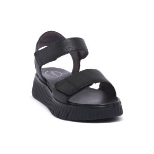 Tamaris Comfort sandales plates femme cuir plateformes, Black, 38 EU
