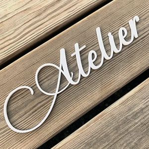 Plaque de Porte Maison Atelier Blanc - ADZIF.BIZ - D&eacute;coration murale - Plastique - R&eacute;sine - Artisanal - Mixte