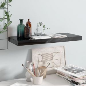 Image de VidaXL Étagère murale flottante Noir brillant 60x23,5x3,8 cm MDF