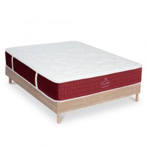 Ensemble Matelas Aubertin Ressorts ensach&eacute;s Accueil m&eacute;moire et sommier kit bois - 180 x 200 cm