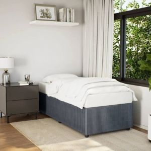 VidaXL Cadre de lit Gris foncé 90x190 cm Velours, sommier, cadre de lit plateforme, cadre de lit rembourré, meuble de chambre à coucher