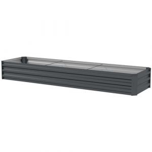 Outsunny Carré potager rectangulaire dim. 240 x 60 x 30 cm tôle d'acier ondulé anthracite