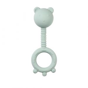 Nattou Hochet en Silicone, Ours, Environ 16 cm, sans BPA, Vegan, Silicone, Vert Pastel