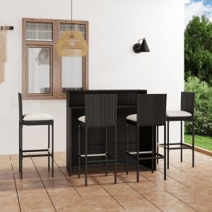 Image de VidaXL Ensemble de bar de jardin avec coussins 5 pcs Noir - Noir