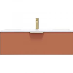 Meuble de salle de bain suspendu vasque int&eacute;gr&eacute;e 90cm 1 tiroir Terracotta - Venice