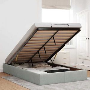 VidaXL Cadre de lit ottoman sans matelas gris clair 120x190 cm velours