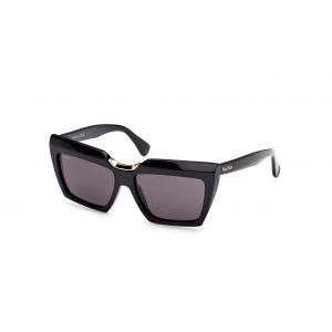 Max Mara Femme MM0137 SPARK-7 01A Lunettes de soleil Acétate Noir Fumée Carré Normale