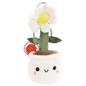 Kontiki Porte-cl&eacute;s peluche marguerite en pot recycl&eacute;e 15 cm