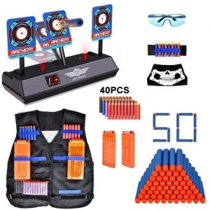 Image de Kit Gilet Tactique avec cible électronique et balles recharge PR Nerf N Strike Elite/Mega jouet Enfant 2WINDEAL