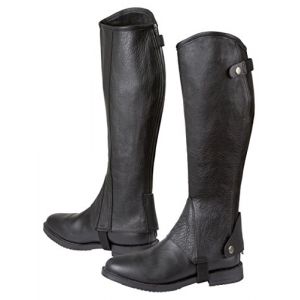 Covalliero Minichaps en Cuir pour Cheval Elasto Noir Taille S