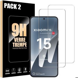 Verre Trempé pour Xiaomi 15 - Installation Facile Anti-Rayures 9H Résistant Transparent Pack de 2 - E.F.Connection