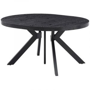 Table à manger extensible 6 à 12 couverts en MDF et acier - Noir - KOMONI