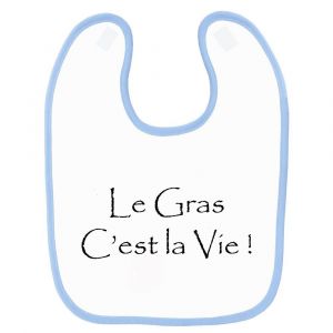 Bavoir bébé kaamelott le gras c'est la vie Bleu