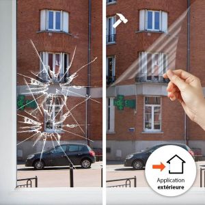 Dimexact Film De Sécurité Adhésif Anti-éclatement De Verre Pour Vitres, Transparent, De L : 1.52 M X H : 10 M, En Rouleau