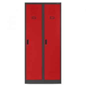 Armoire metallique 2B1A Casier 2 Compartiments revêtement par poudre Anthracite-Rouge