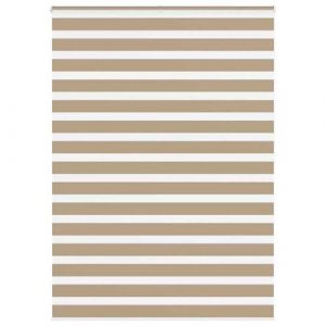 VidaXL Store z&egrave;bre marron sable largeur du tissu 160,9 cm polyester, store &agrave; enrouleur z&eacute;br&eacute;, store z&eacute;br&eacute; pour fen&ecirc;tre, 4014586