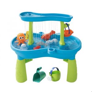 Relaxdays Table de jeu d'eau 2 niveaux, nombreux accessoires, 62x57x37 cm, cuisine &agrave; la boue pour eau & sable, plastique