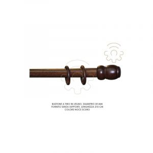 Tringle a rideau en bois de noyer foncA 35 mm longueur 210 cm sans supports