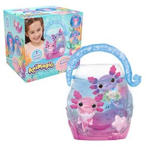 AniMagic Let's Glo Axolotl Pack Bubble Reef :1 Aquarium Interactif + 2 Axolotls Rose & Violet - Compagnons Électroniques & Lumineux - Flotte & Brille - Jeu Sensoriel Tactile pour Enfants dès 4 Ans