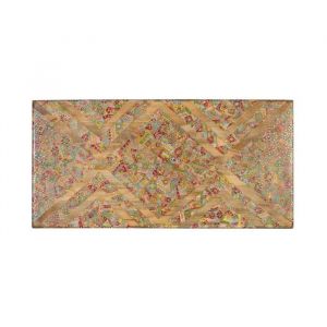 Tête de lit en bois de manguier avec mosaïques artisanales 80 cm