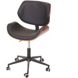 Décoshop26 Chaise fauteuil de bureau pivotante aspect noyer courbé hauteur réglable pivotante design rétro marron 040001858