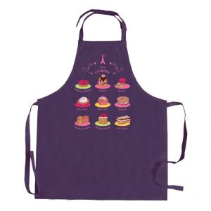 Declikdeco Tablier de cuisine sans poche French Pâtisserie recyclé Rouge 72 x 90