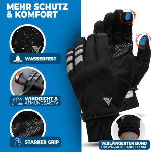 MIVELO THERMO-FIT Gants d'hiver - Polaire thermique & 3M Thinsulate - Noir - Unisex - XL