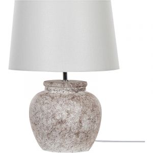 Beliani Lampe à poser en céramique beige et blanc MAREB
