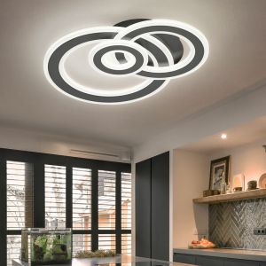 Wofi Plafonnier, gris foncé, plafonnier, salon, éclairage de chambre à led, dimmable, 3 niveaux de gradation, métal, 1x led 24,5W 1350Lm 3000K, LxlxH