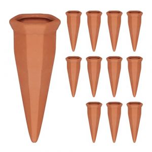 Relaxdays Arrosage en Terre Cuite, Lot de 12, Bouteilles Pet 1,5 L, intérieur (Chambre) et extérieur (Balcon), Marron