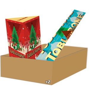 Toblerone Chocolat Noel - 1 Mini Boîte Cadeau Assortiment, 1 Barre Amandes Salées (760g)